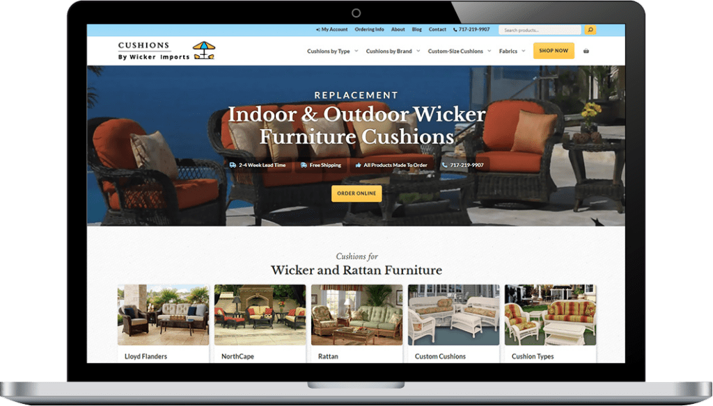 Cushions by Wicker e-commerce website